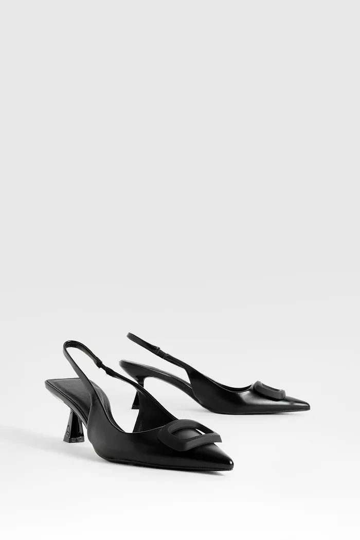 Hardware Detail Low Heel Slingback Court Shoes | Boohoo.com (UK & IE)