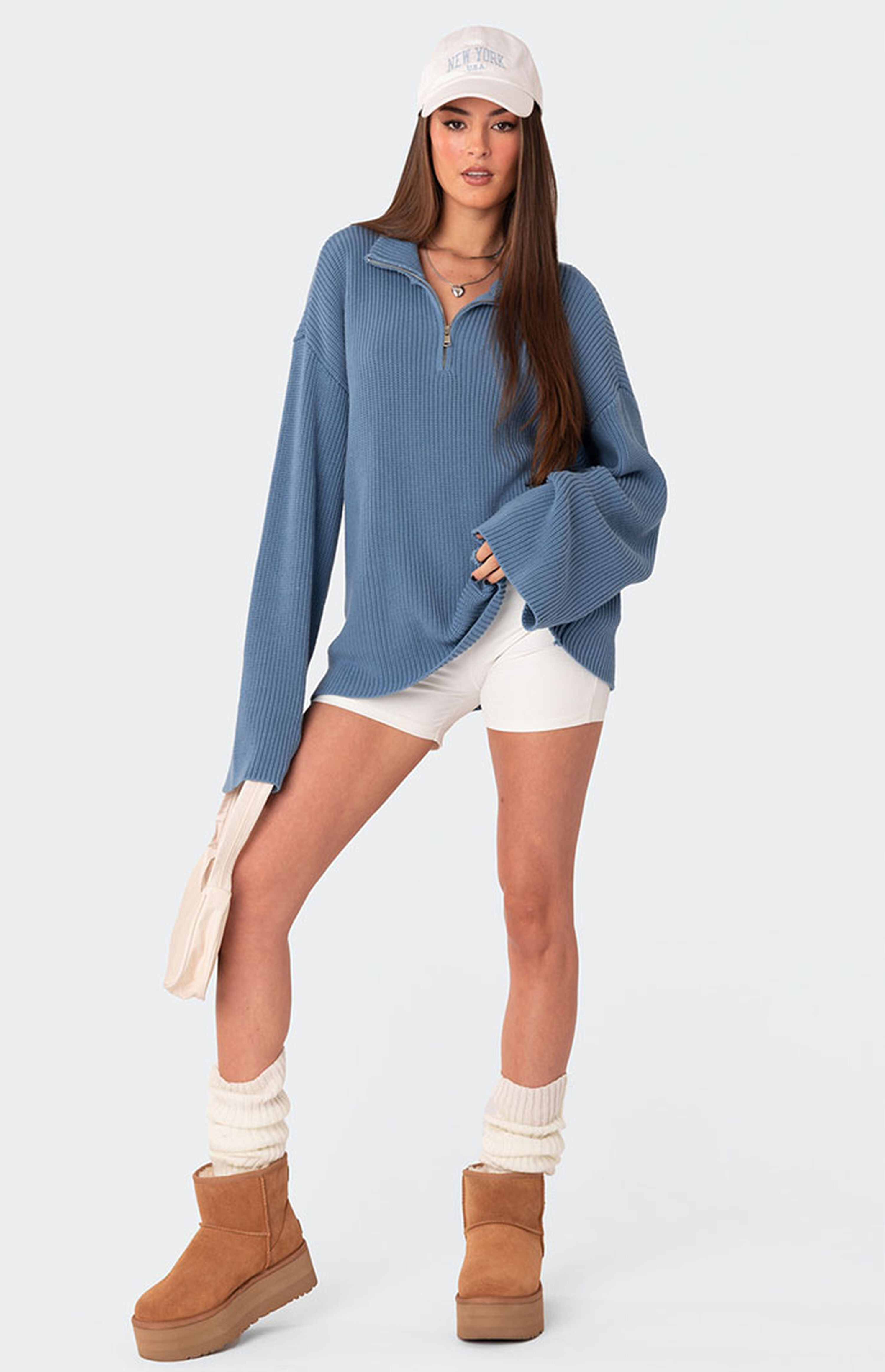 Edikted Amour High Neck Oversized Zip Sweater | PacSun