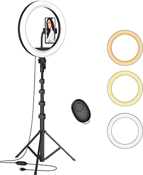 12” Selfie Ring Light with 63” Adjustable Tripod Stand and Phone Holder, LED Dimmable Ringlig... | Amazon (US)