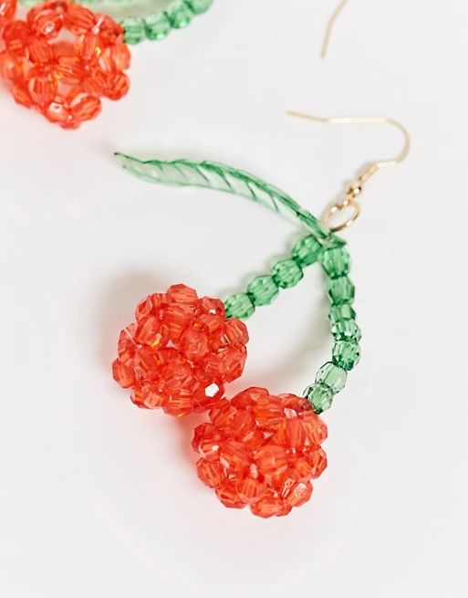 ASOS DESIGN earrings with beaded cherry drop | ASOS (Global)