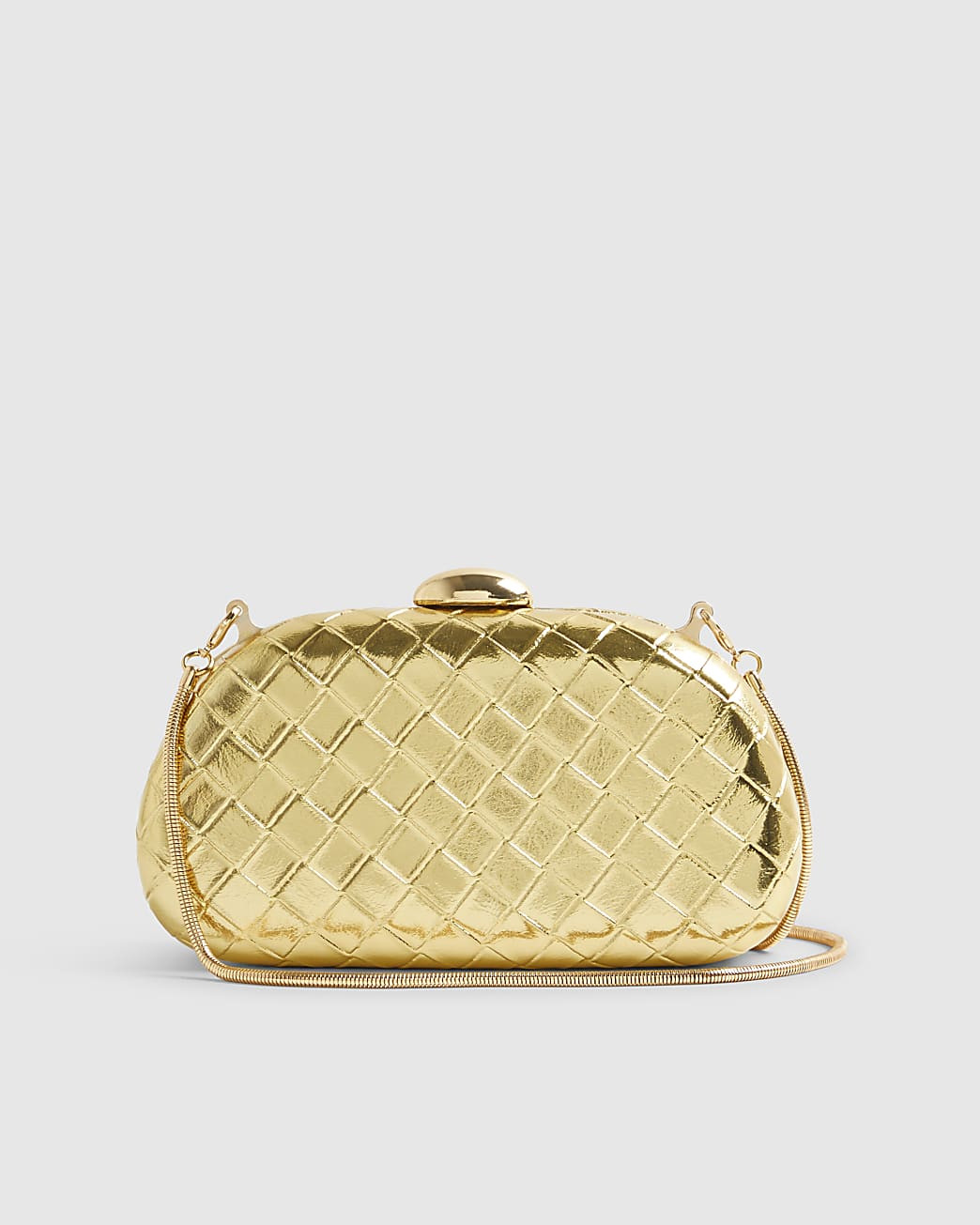 Gold Woven Hard Shell Clutch Bag | River Island UK & IE