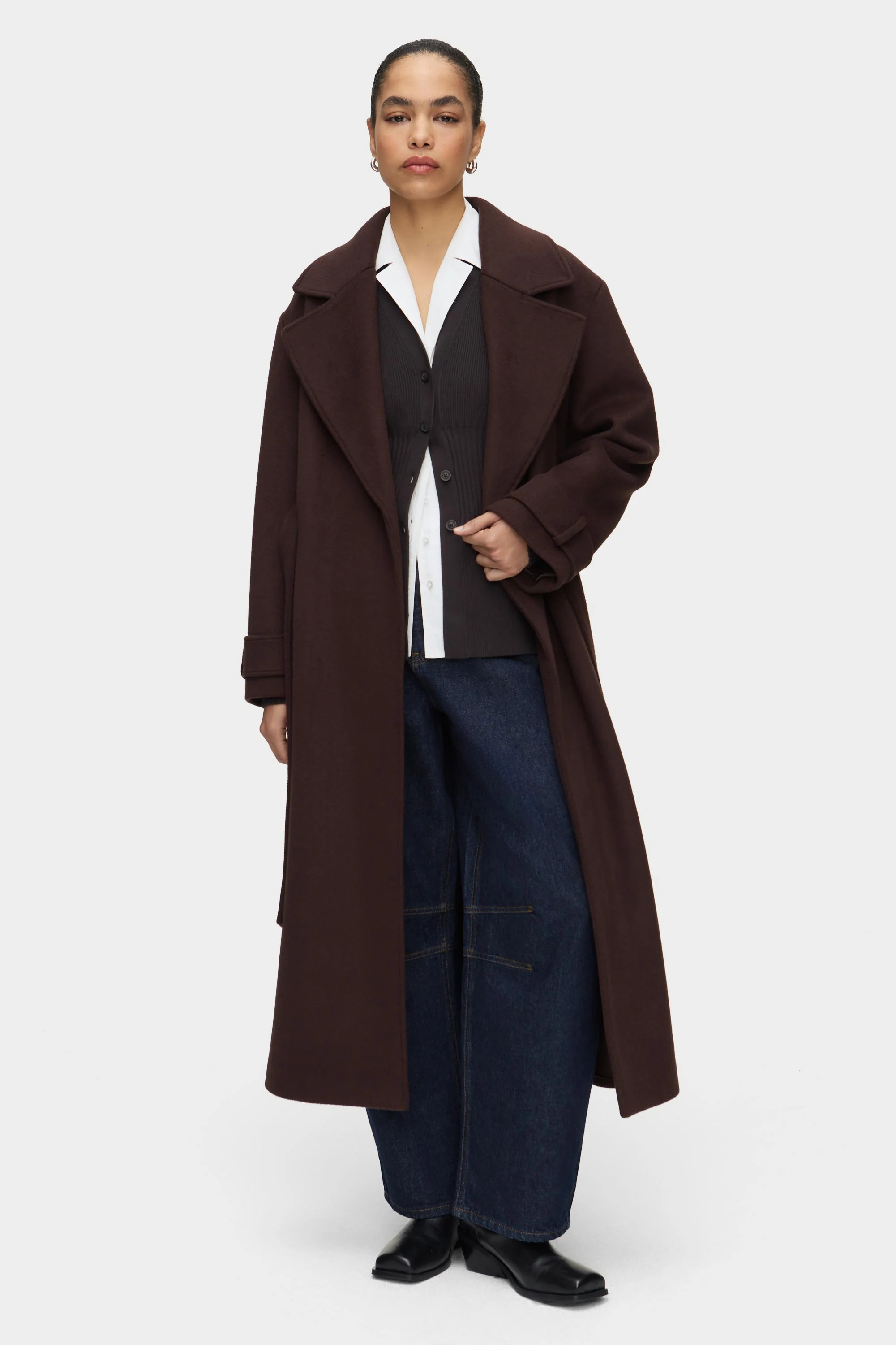 ALIGNE Wrap Wool Winter Coat - Brown | George | Aligne UK