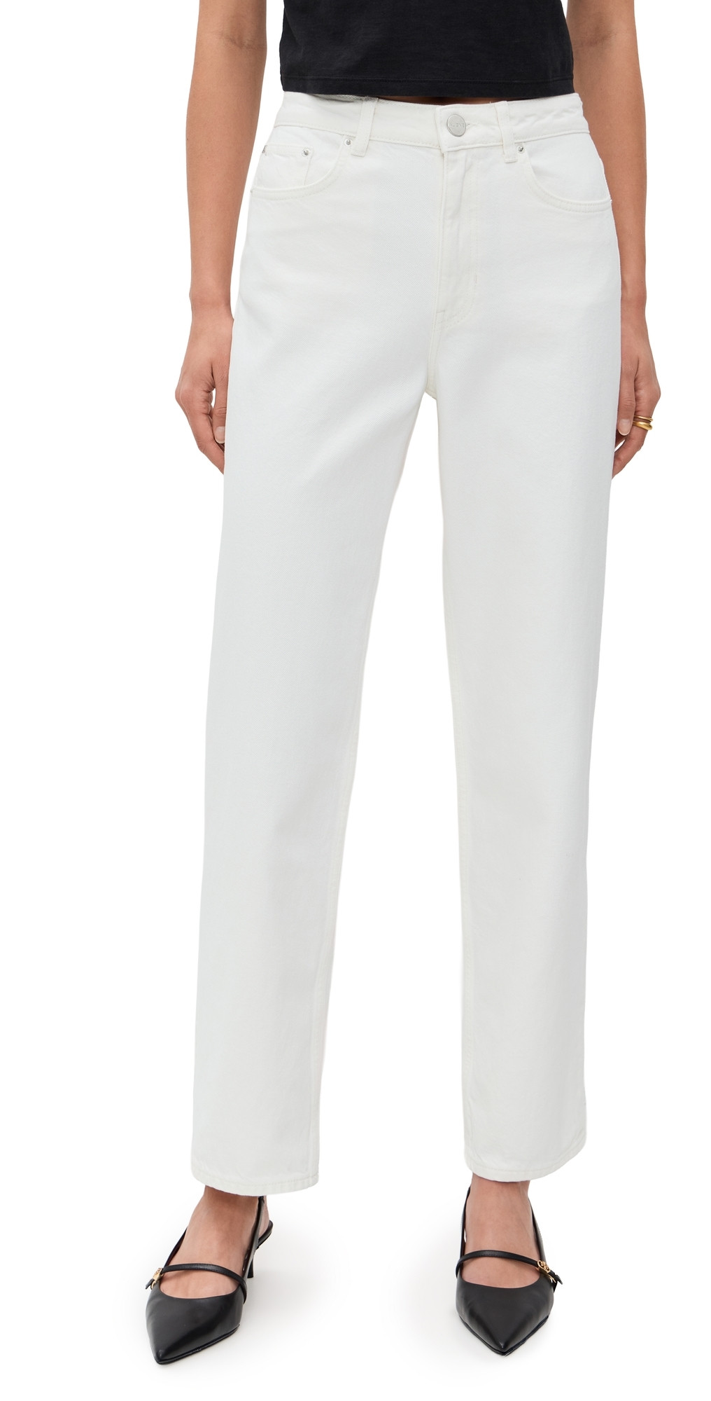 ALIGNE High Rise Straight Leg Jeans Ecru 26 | Shopbop