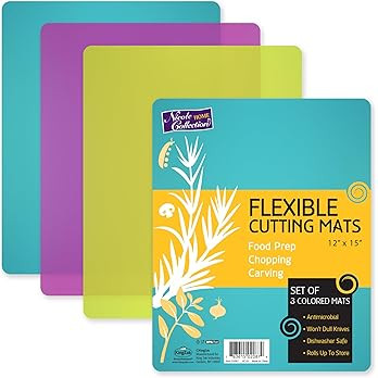 Nicole Home Collection Flexible Cutting Mats Set of 3 - BPA-Free Plastic Color-Coded Kitchen Chop... | Amazon (US)