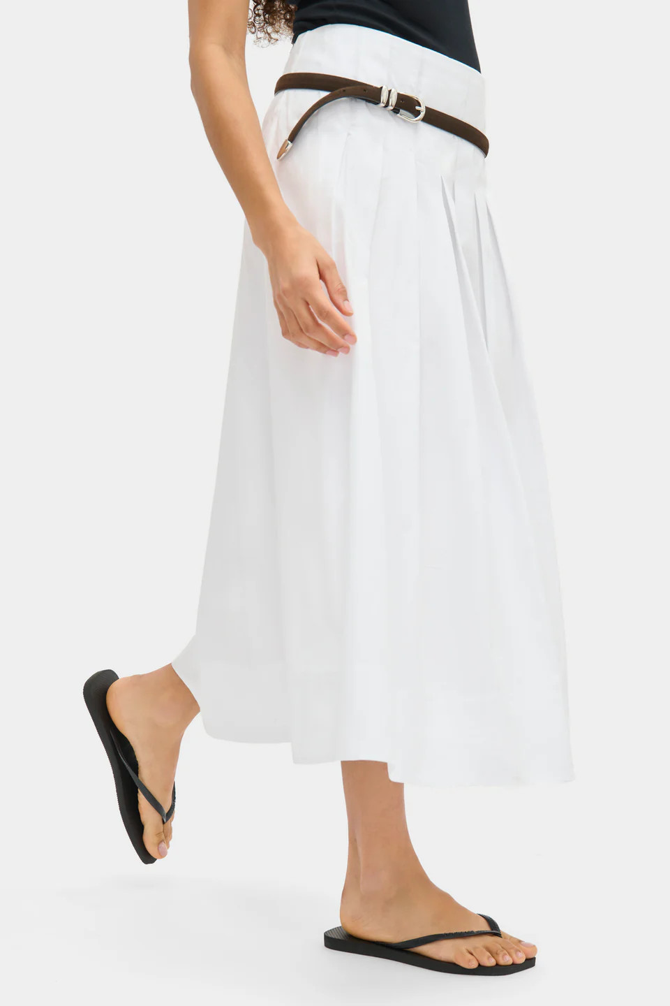 ALIGNE Pleated Poplin Midi Skirt - White | Julie | ALIGNE UK & EU
