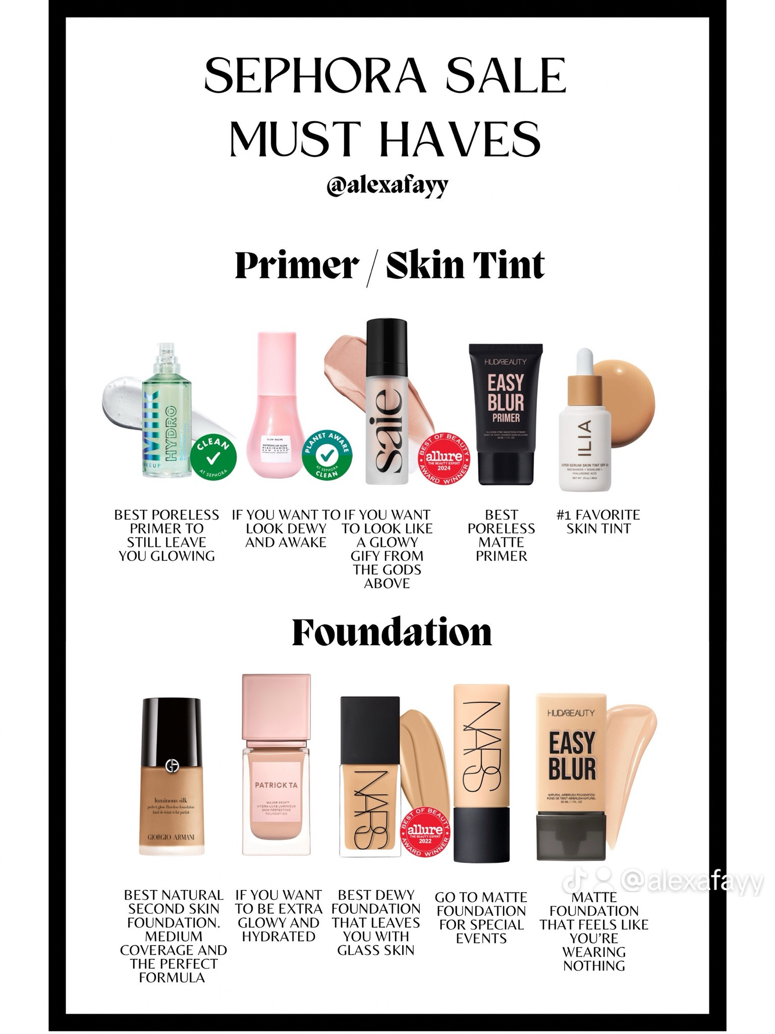 Sephora Must Have Primers, Skin Tints, and Foundation 

#LTKGiftGuide #LTKBeauty