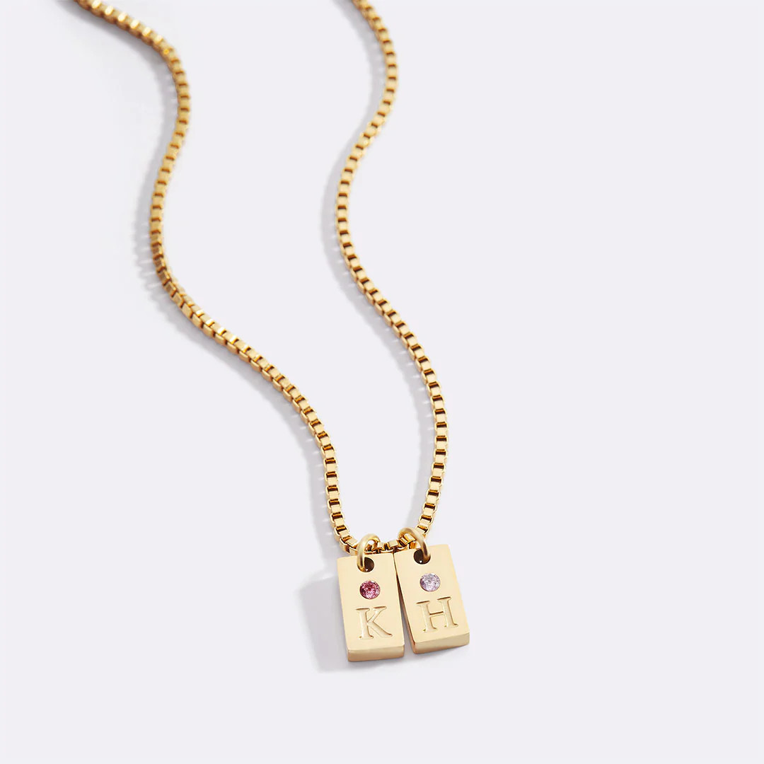 Dainty Pave Tag Initial Necklace | Mint & Lily