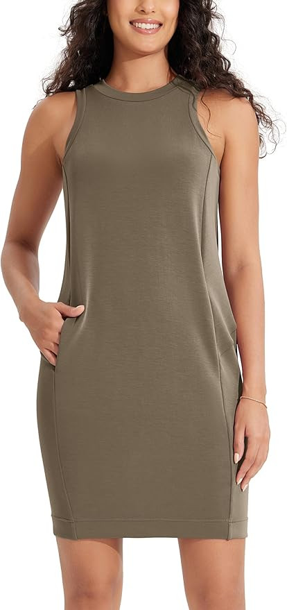 ODODOS Modal Soft Loose Tank Dress for Women Casual Sleeveless Sundress with Kangaroo Pocket Summ... | Amazon (US)