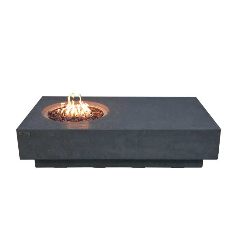 Granville 60" Rectangle Concrete Outdoor Fire Pit Table Dark Grey - by Elementi | Wayfair North America