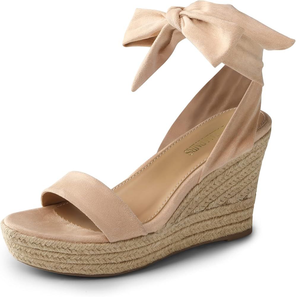 DREAM PAIRS Womens Open Toe Espadrilles Wedges Tie Lace Up Cute Ankle Strap Platform Sandals Dres... | Amazon (US)
