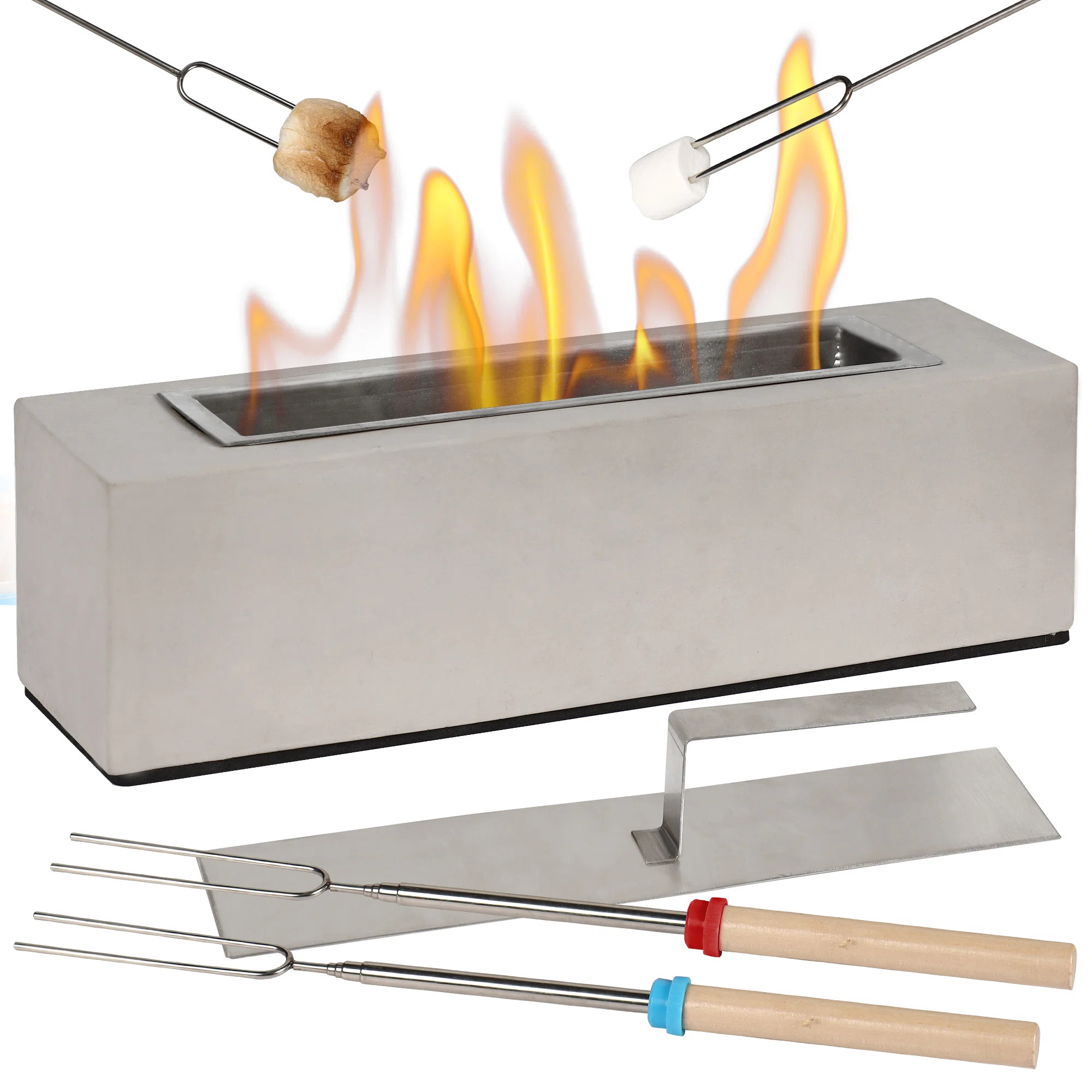 LovoIn Rectangular Portable Concrete Bio-Ethanol Tabletop Fireplace For Indoor & Outdoor & Review... | Wayfair North America