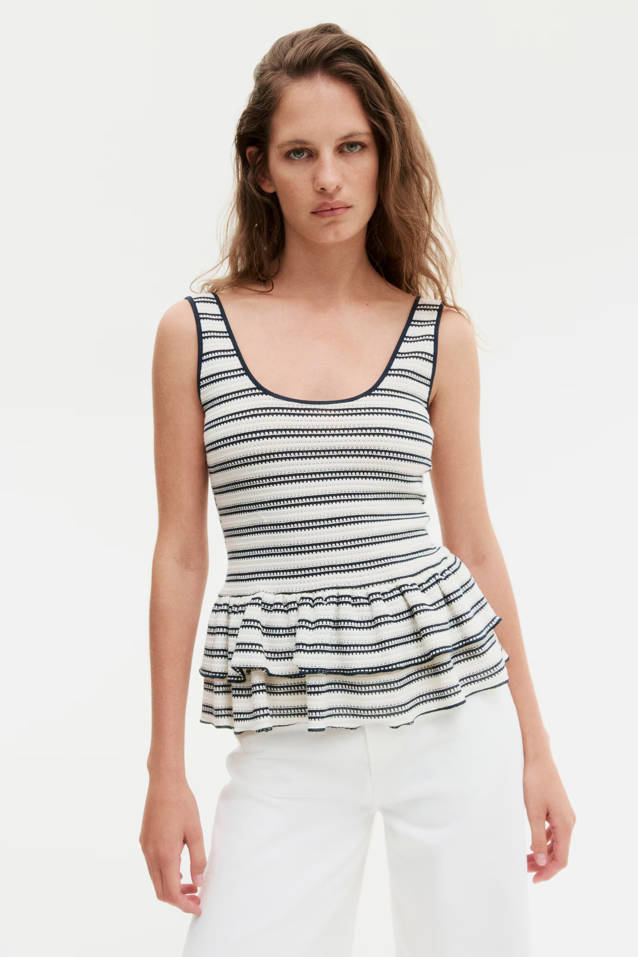 Textured-Knit Peplum Tank Top | H&M (US + CA)