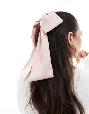 Kaiia oversized satin bow hair clip in pink | ASOS | ASOS (Global)