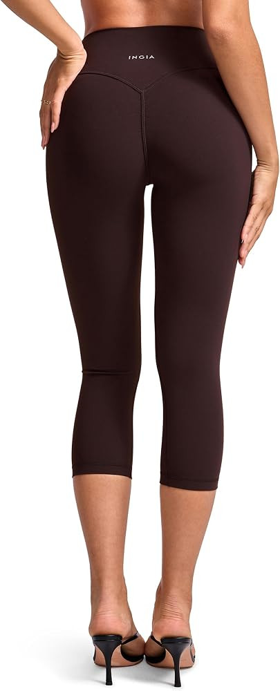 INGIA Womens High Waist No Front Seam Scrunch Capri Leggings 19 Inches V-Back Scrunch Booty Worko... | Amazon (US)