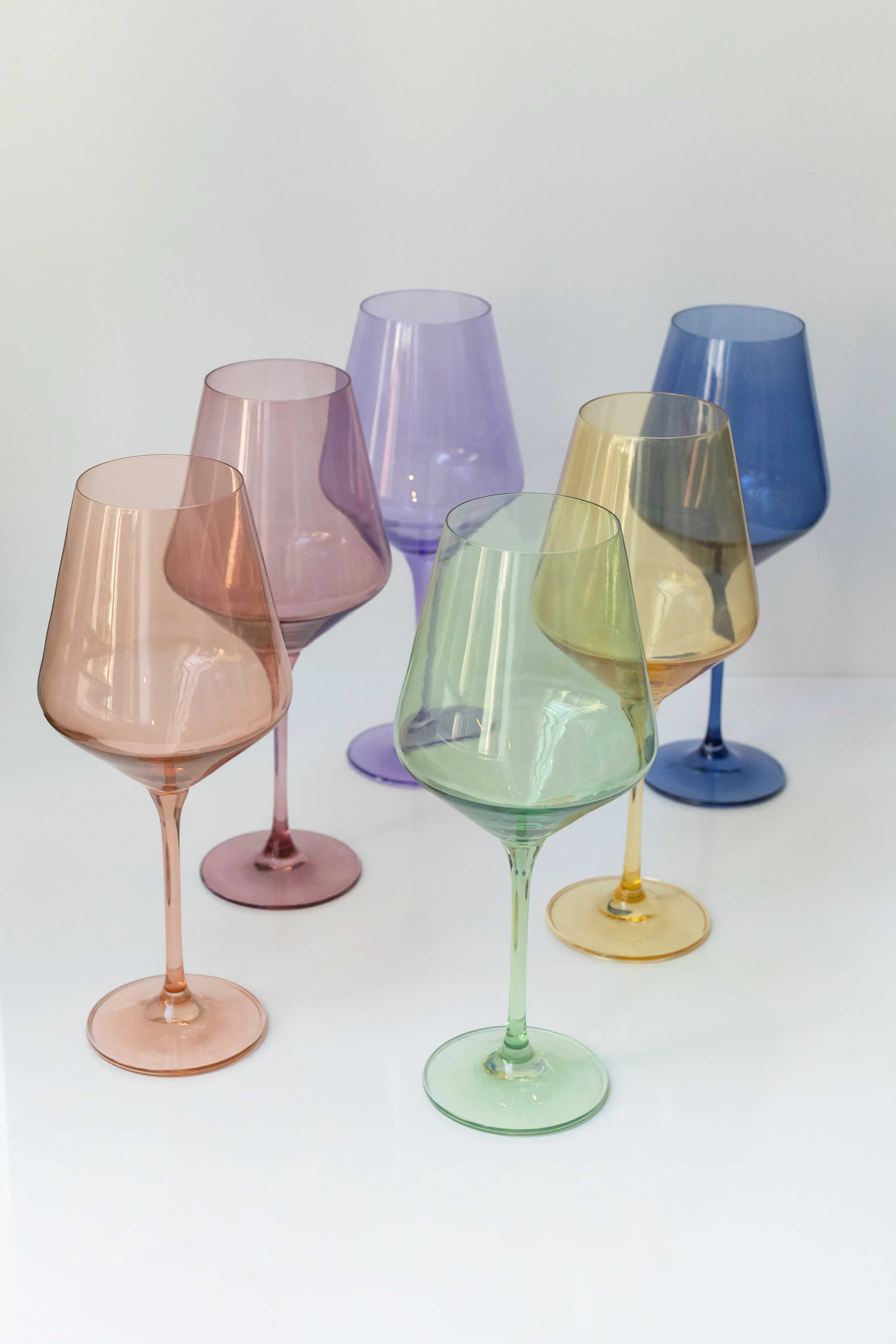 Estelle Colored Wine Stemware - Set of 6 {Pastel Mixed Set} | Estelle Colored Glass