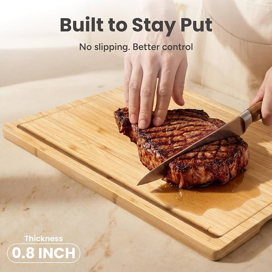 SMIRLY Wooden Cutting Boards For Kitchen Meal Prep & Serving - Bamboo Cutting Board Set with Hold... | Amazon (US)
