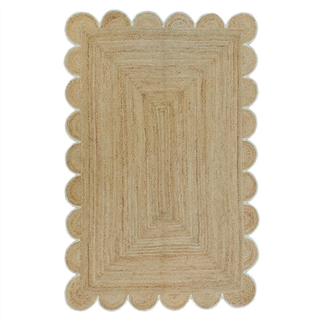 Weaving Village Scalloped Natural Jute Area Rug, Off White Color Trim, Size 2'6"x12' | Walmart (US)