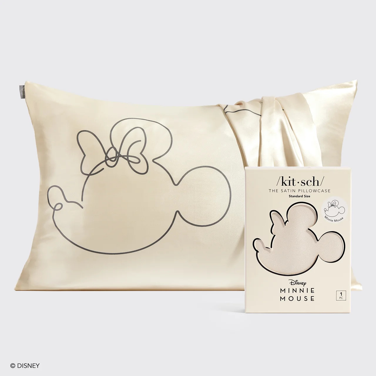 Kitsch & Mickey and Minnie Satin Pillowcase Standard Mrs. Mouse - Cream | Kitsch