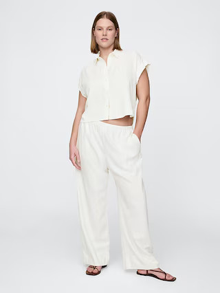 Linen-Blend Easy Wide-Hem Pants | Gap (US)