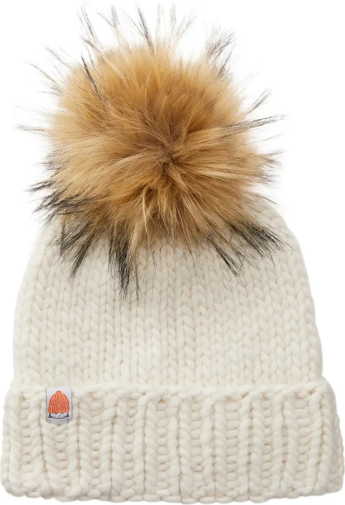 The Rutherford Faux Fur Pompom Merino Wool Beanie | Nordstrom