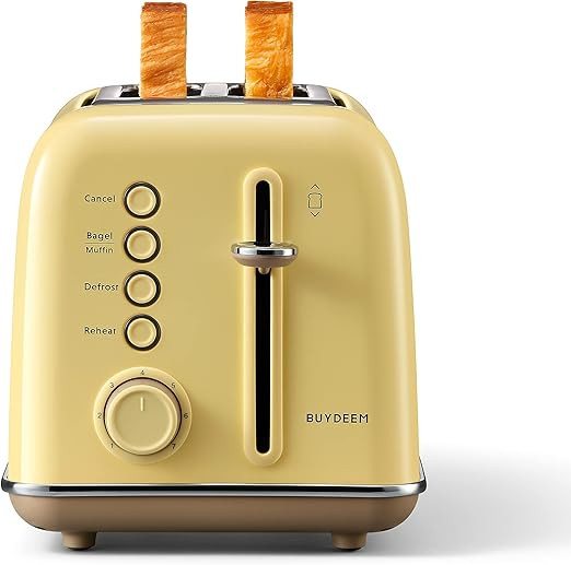 BUYDEEM DT620 2-Slice Toaster, Extra Wide Slots, Retro Stainless Steel with High Lift Lever, Bage... | Amazon (US)