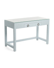 30in Woven Raffia Desk With Glass Top | Furniture & Lighting | Marshalls | Marshalls