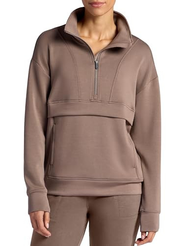 Gaiam Women’s Hudson Popover Quarter-Zip, Relaxed Cropped Fit, Stretch Midweight Material, Falcon, X-Small | Amazon (US)