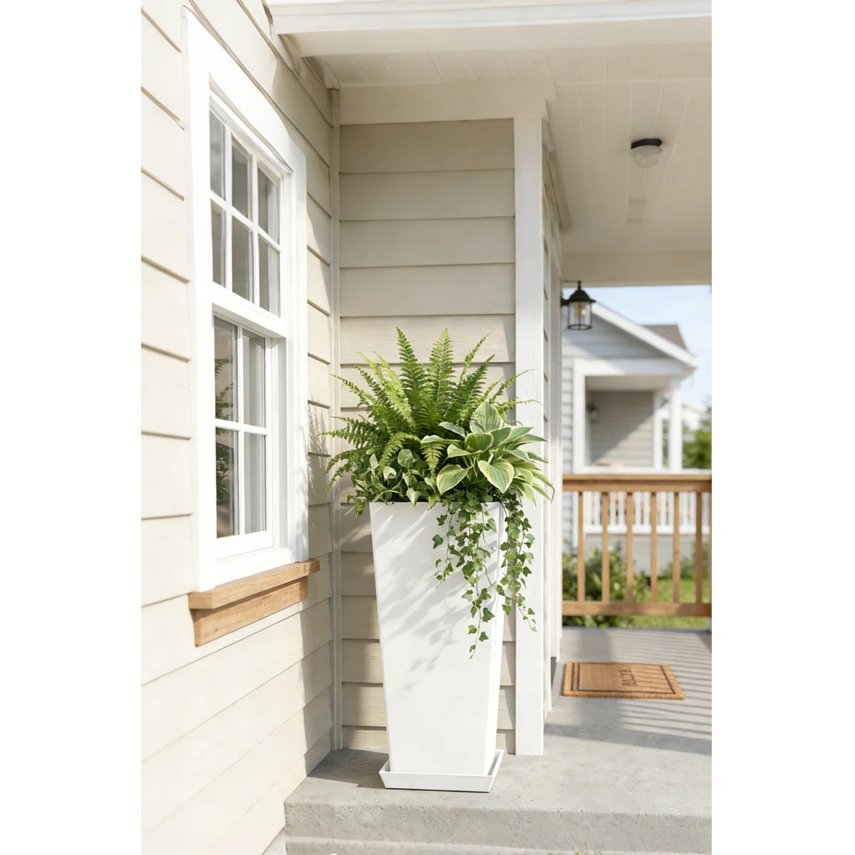 Set of 2 Tall Outdoor Planters, Square Flower Plant Pot \u2013 Indoor/Outdoor Taper Planters Idea... | Wayfair North America