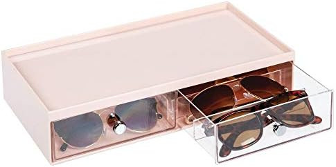 mDesign Wide Stackable Plastic Eye Glass Storage Organizer Box Holder for Sunglasses, Reading Gla... | Amazon (US)