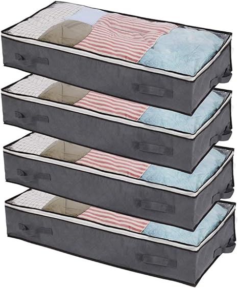 JERIA 4-Pack 100L Underbed Storage Bags Organizer Container with 4 Handles and 2 Sturdy Zippers, ... | Amazon (US)