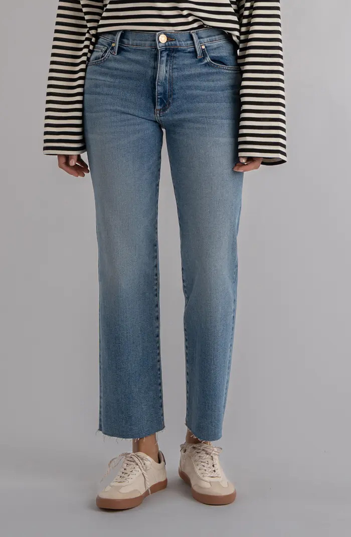 Avery Fab Ab High Waist Raw Hem Ankle Straight Leg Jeans | Nordstrom