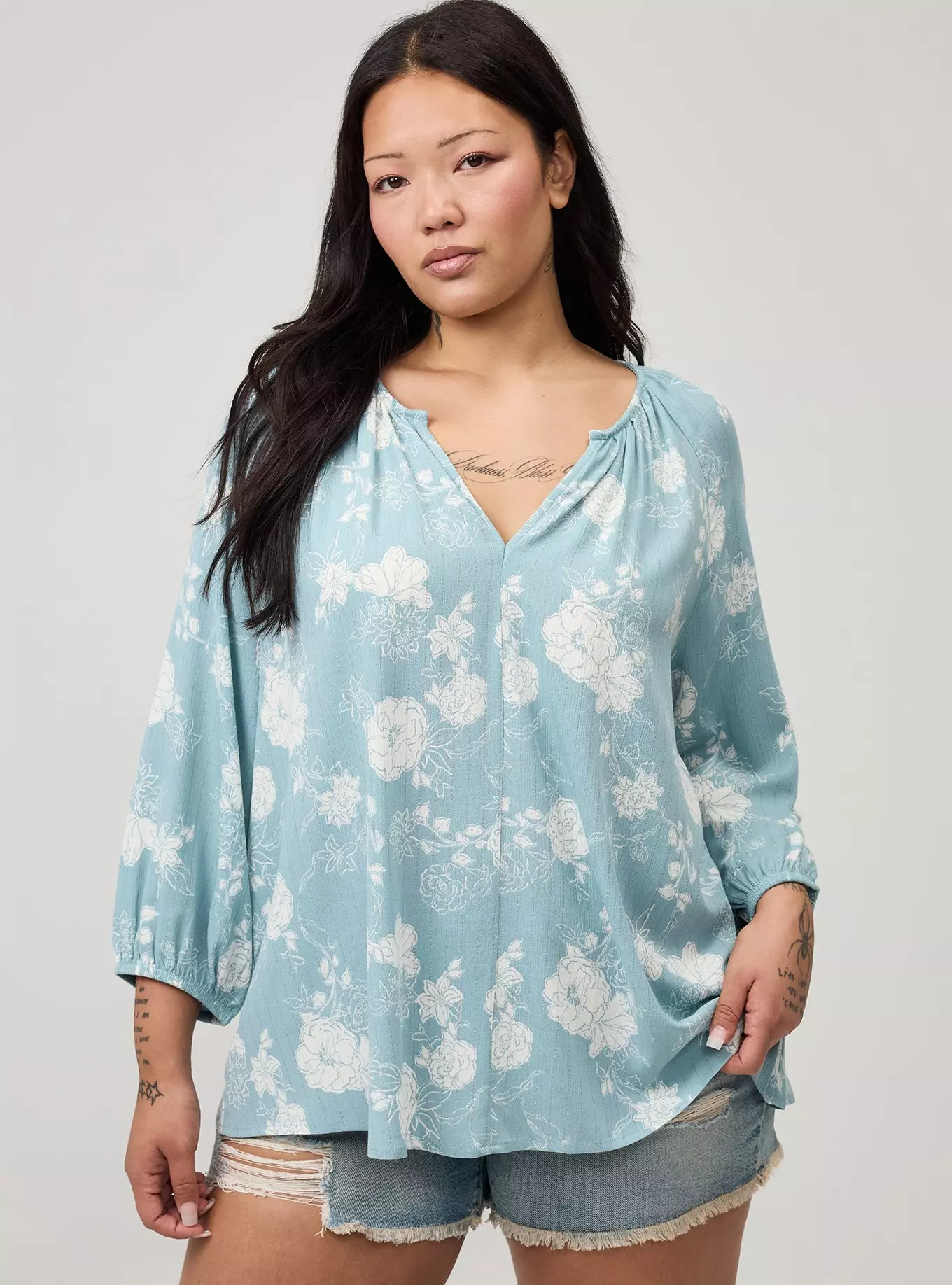 Crinkle Gauze Raglan Top | Torrid (US & Canada)