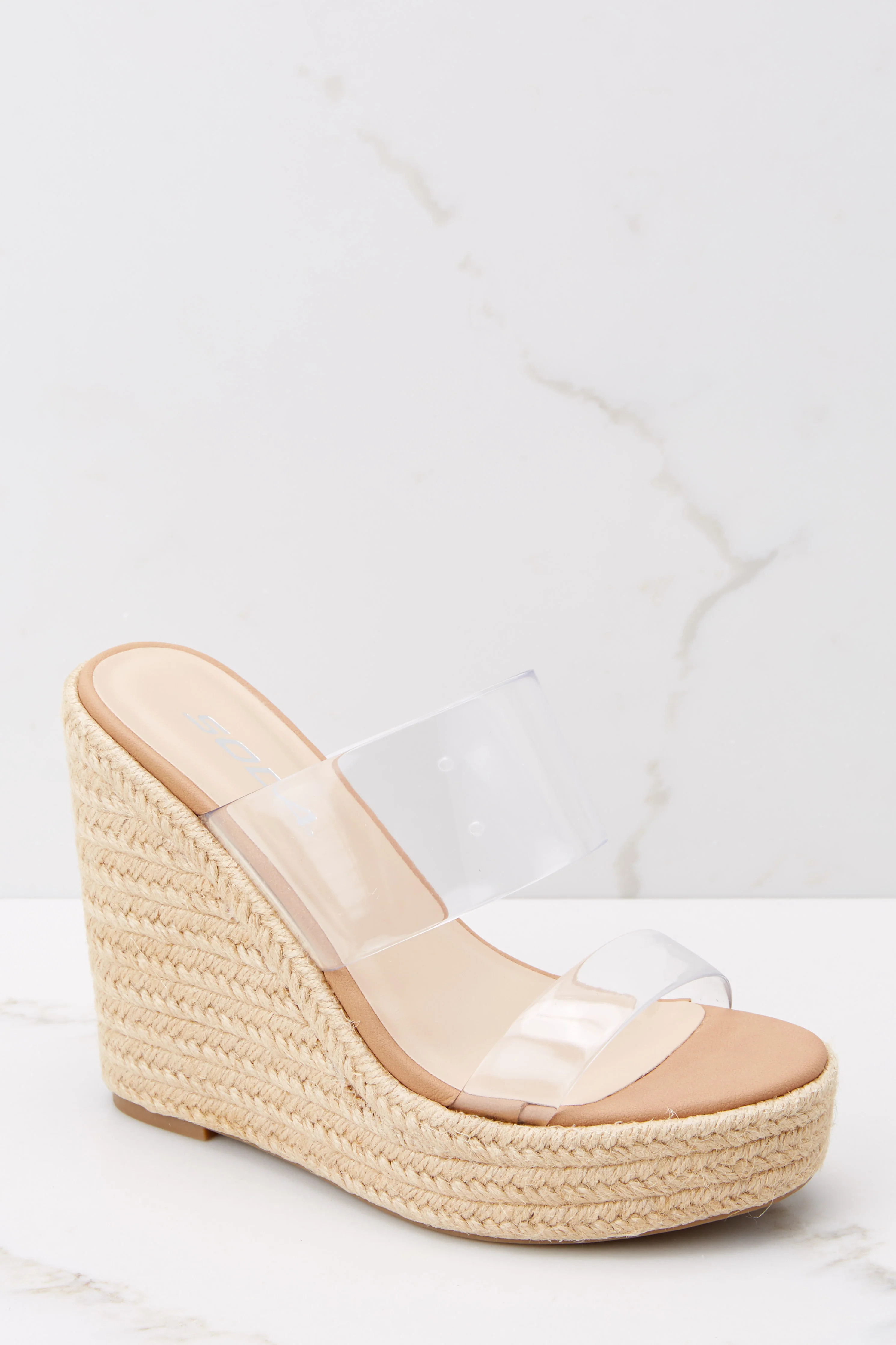 Run Around Clear Platform Sandals | Red Dress 