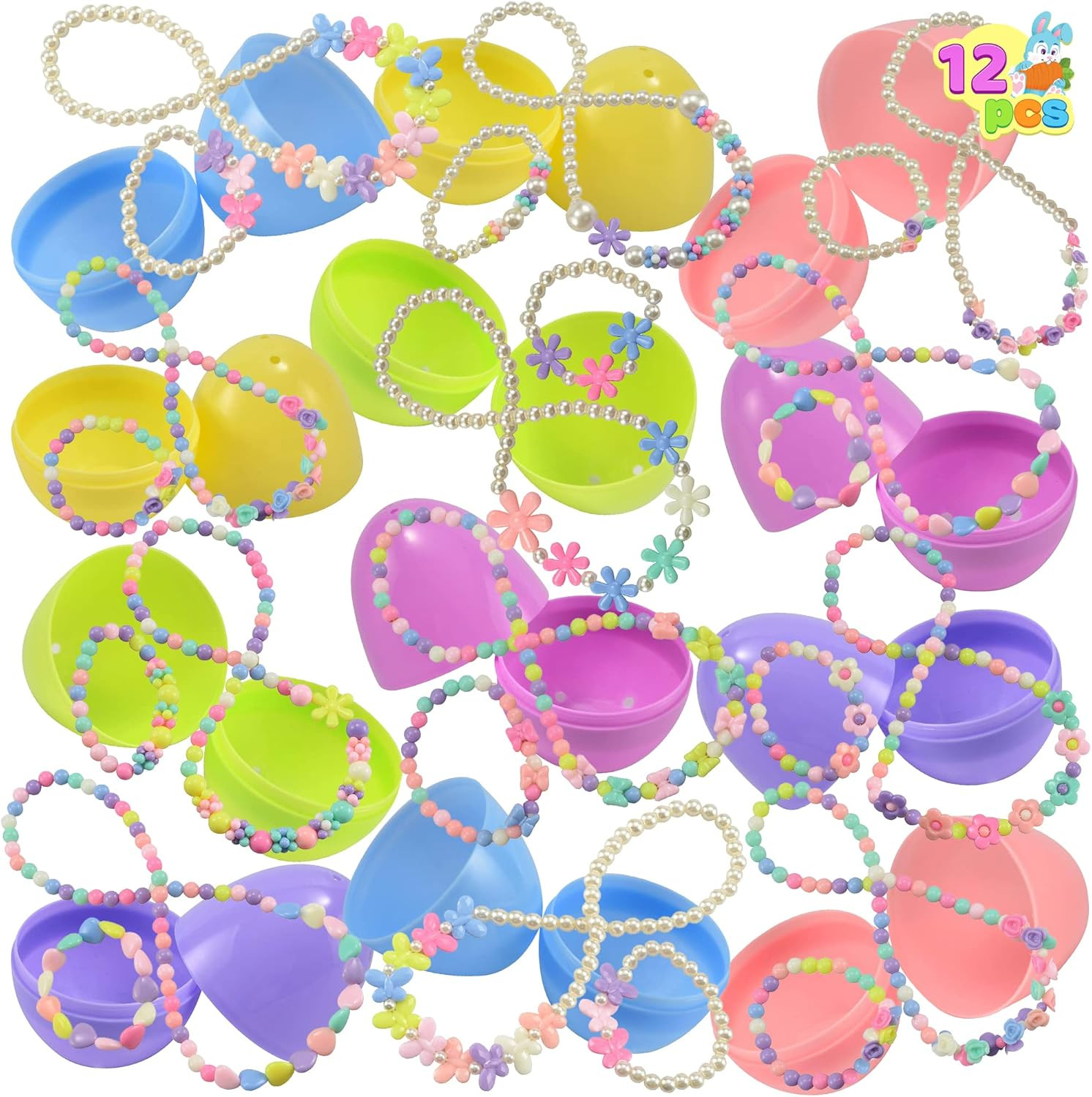 JOYIN 12 Pack Prefilled Easter Eggs with 12 Different Designs of Necklaces and 12 Bracelets Girls... | Amazon (US)