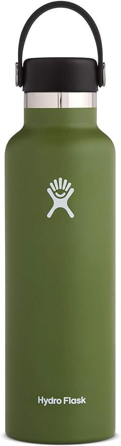 Hydro Flask Standard Mouth Water Bottle, Flex Cap - 21 oz, Olive | Amazon (US)