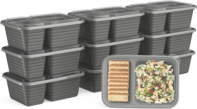 Bentgo® Prep 2-Compartment Snack Containers with Custom-Fit Lids - Reusable, Microwaveable, Dura... | Amazon (US)