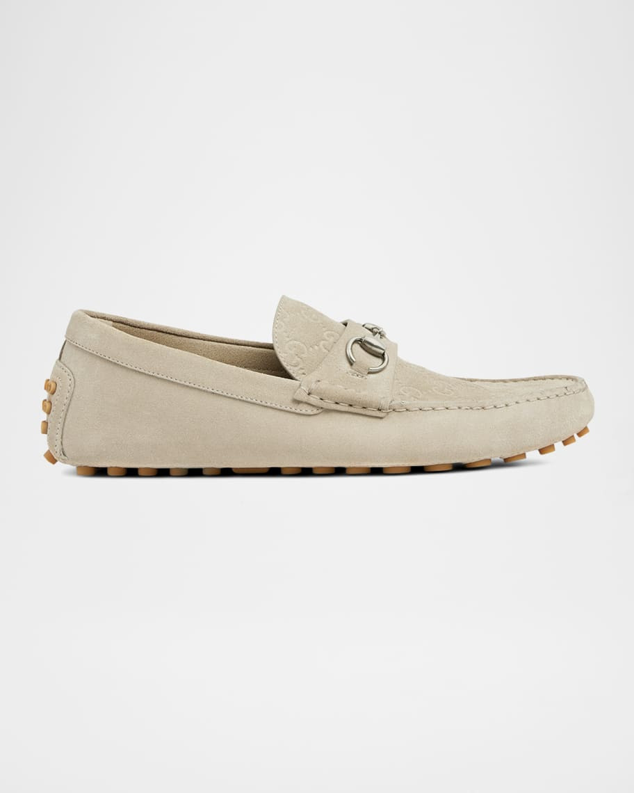 Gucci Men's Byorn Guccisima Suede Bit Loafers | Neiman Marcus