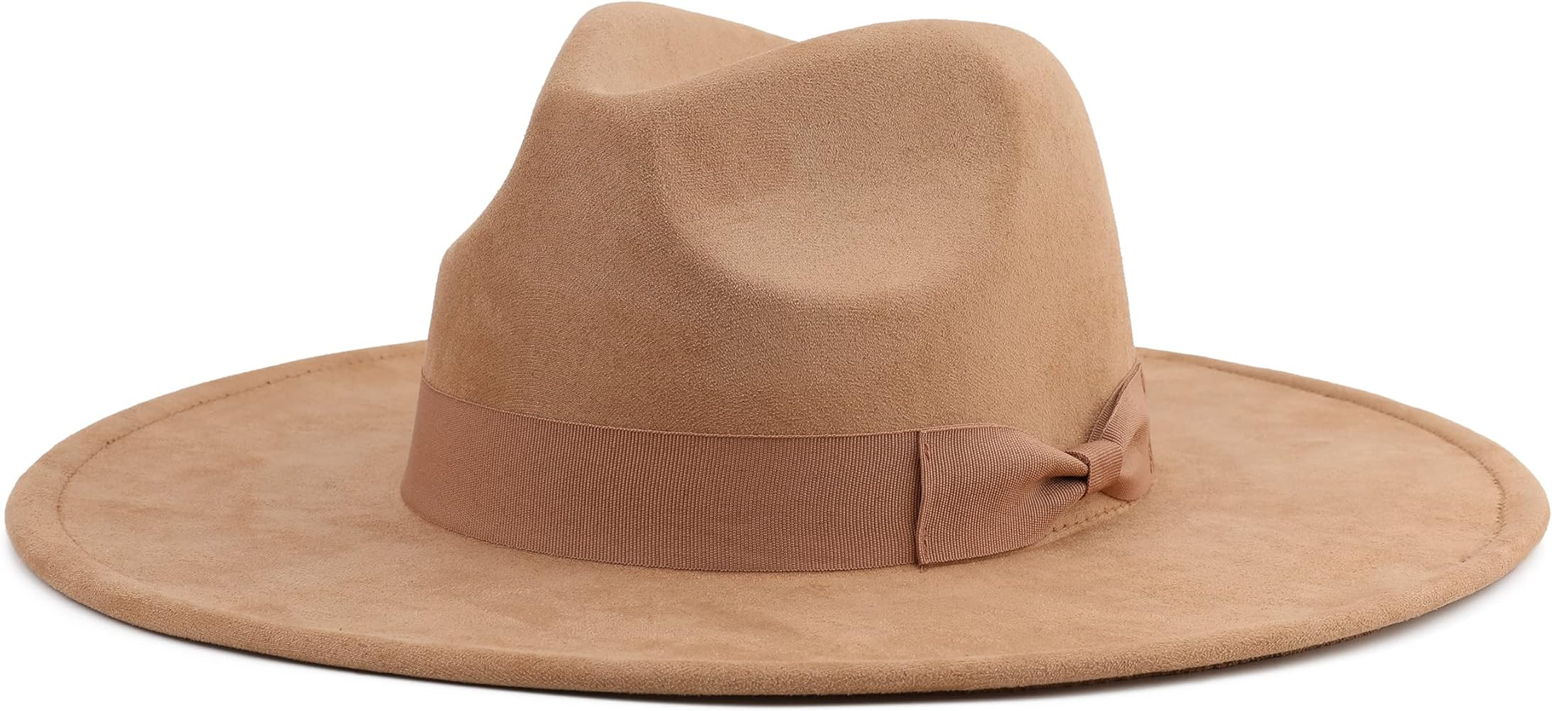 Big Wide Brim Fedora Hat for Women Large Felt Panama Rancher Hat | Amazon (US)
