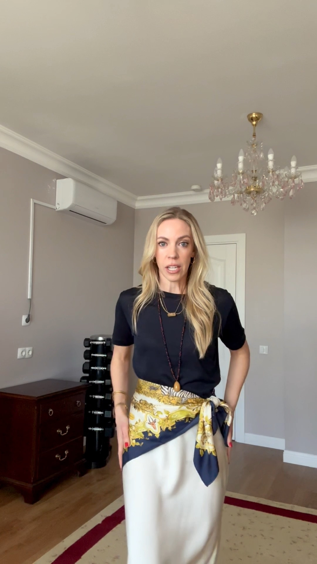 School concert outfit, date night, summer workwear, satin skirt, silk scarf worn as a belt, beaded necklace

#LTKdayinmylife #LTKootd #LTKOver40