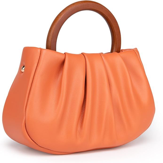 Milan Chiva Cloud Bag Mini Top Handbag Dumpling Clutch Purses with Wooden Handle and Removable St... | Amazon (US)
