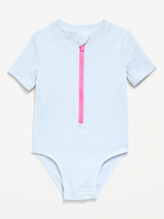 Textured Zip-Front Rashguard One-Piece Swimsuit for Toddler Girls | Old Navy (US)