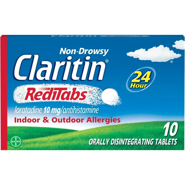 Claritin RediTabs 24 Hour Non-Drowsy Allergy Medicine, Loratadine Antihistamine Tablets, 10 Ct | Walmart (US)