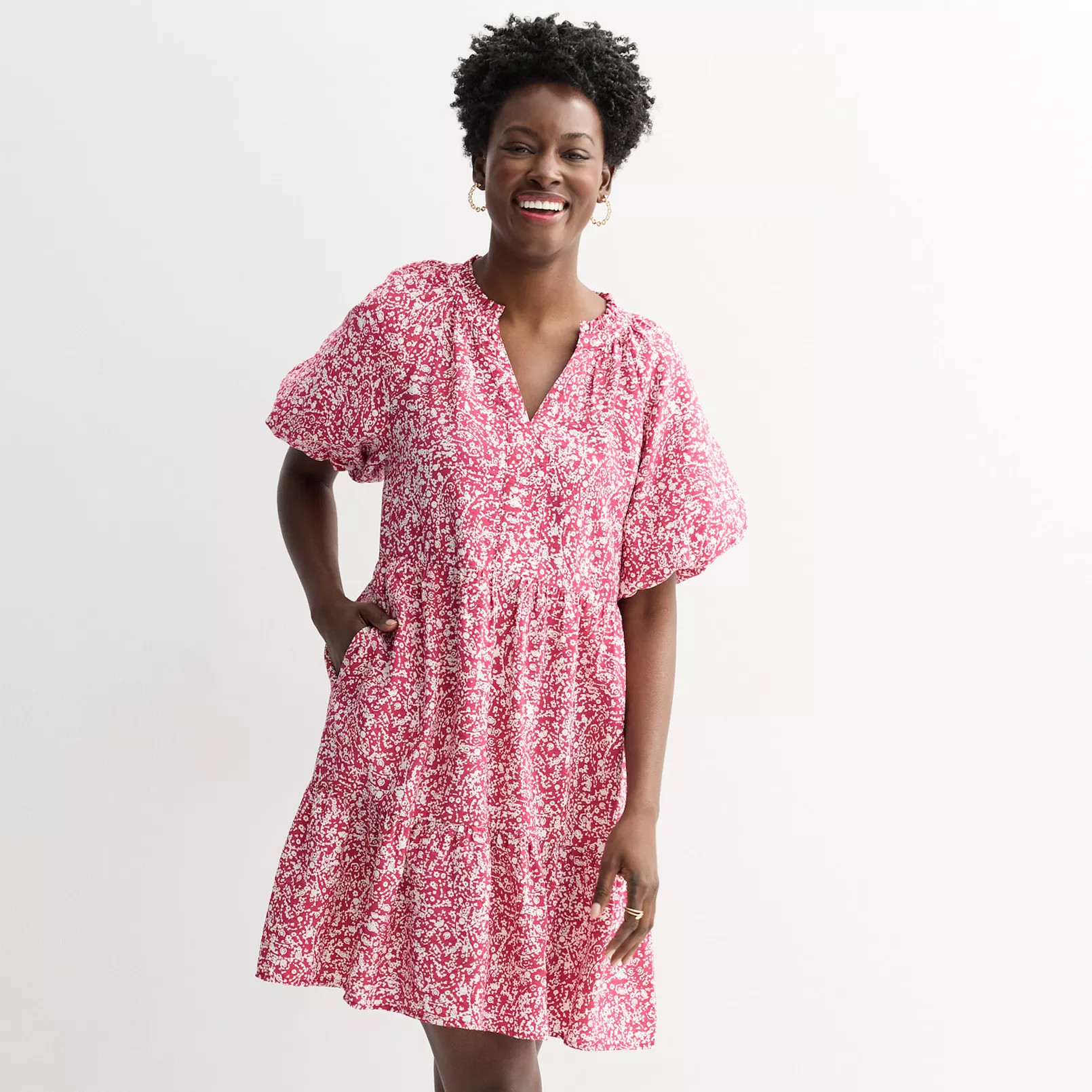 Women's Sonoma Goods For Life® Silk-Like Tiered Dress | Kohl's