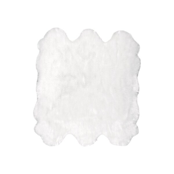 Silver Orchid Russell Faux Flokati Sheepskin Plush White Shag Rug - 5' 3" x 6' | Bed Bath & Beyond