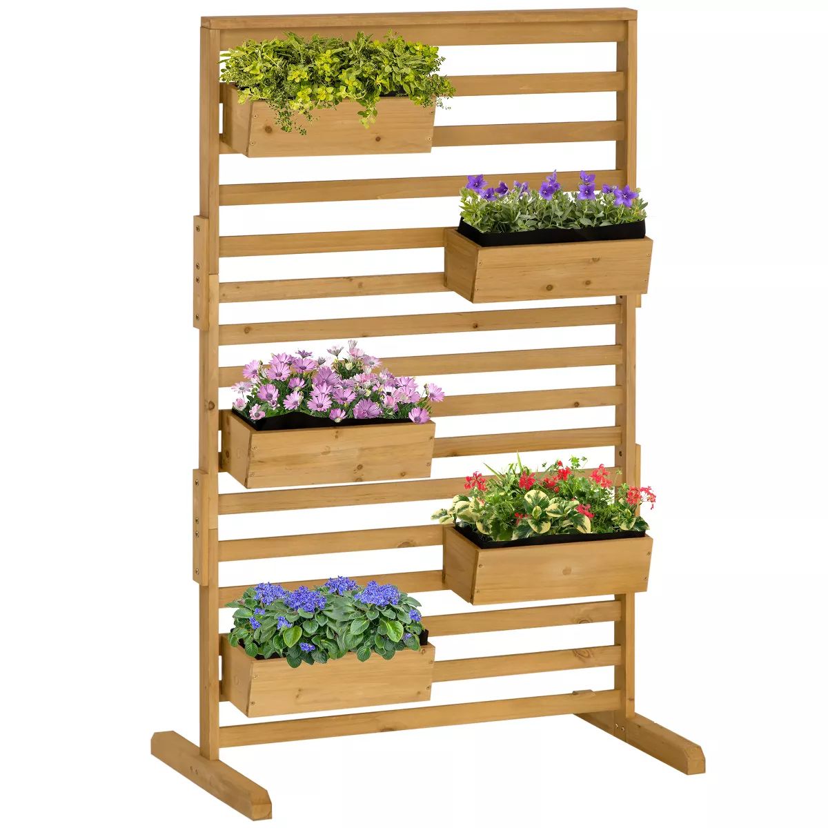 Outsunny Outdoor Plant Stand with 5 Hanging Flower Boxes and Slatted Trellis for Climbing Plants,... | Target