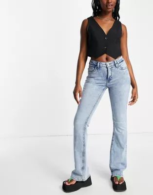 Weekday Flame low rise seam detail flared jeans in bleach light blue | ASOS (Global)