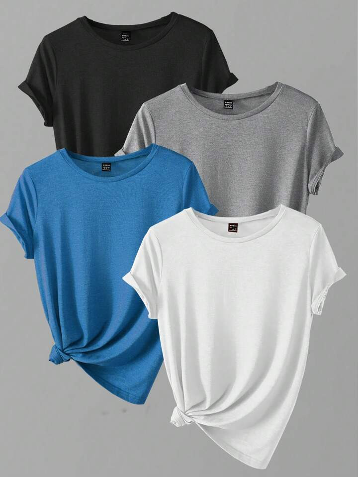 SHEIN Essnce Women's 4pcs Short Sleeve T-Shirt Set | SHEIN