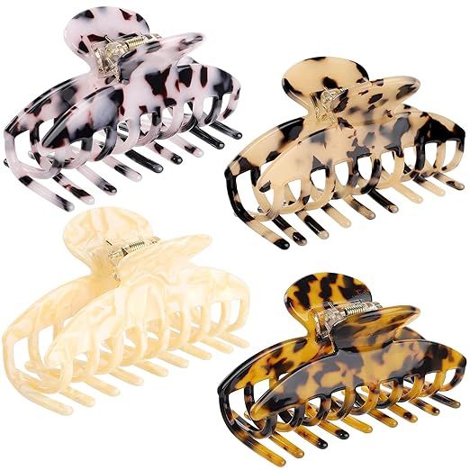 4 PCS Large Hair Claw Clips Strong Hold Hair Clips Non-slip Accessories for Thin Hair Thick Hair ... | Amazon (US)