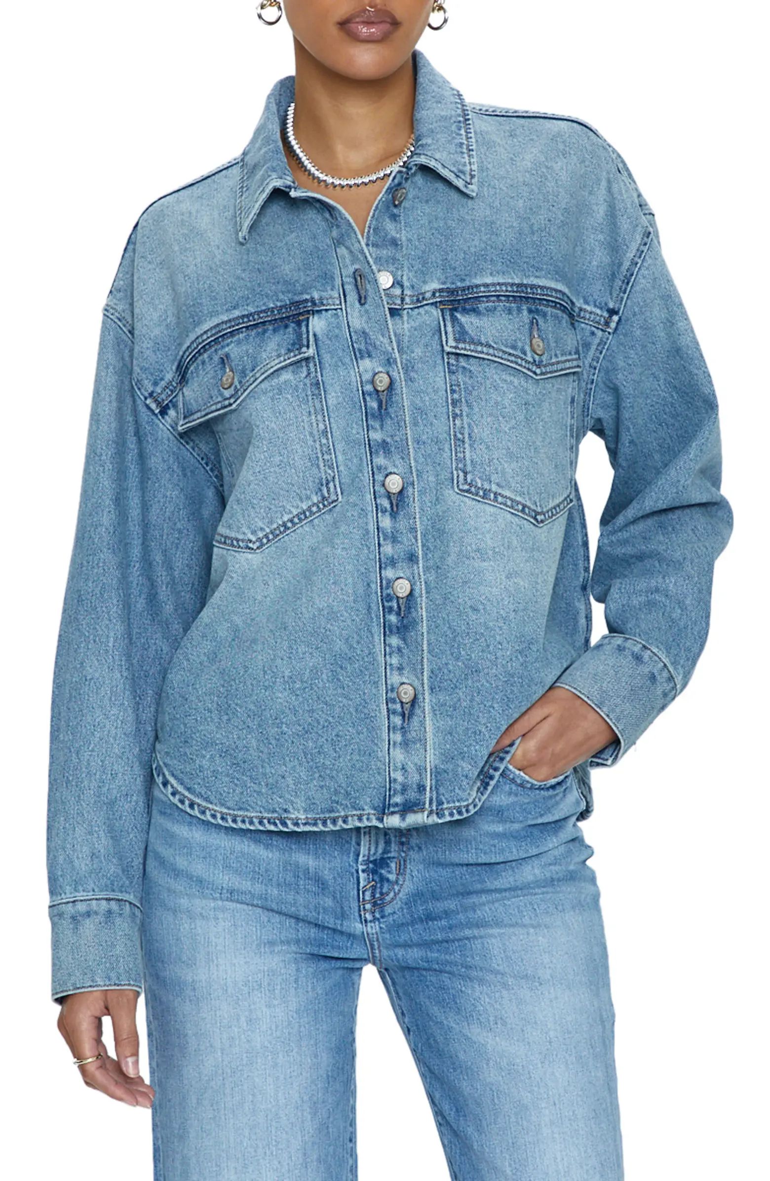 Mandy Denim Crop Shirt Jacket | Nordstrom
