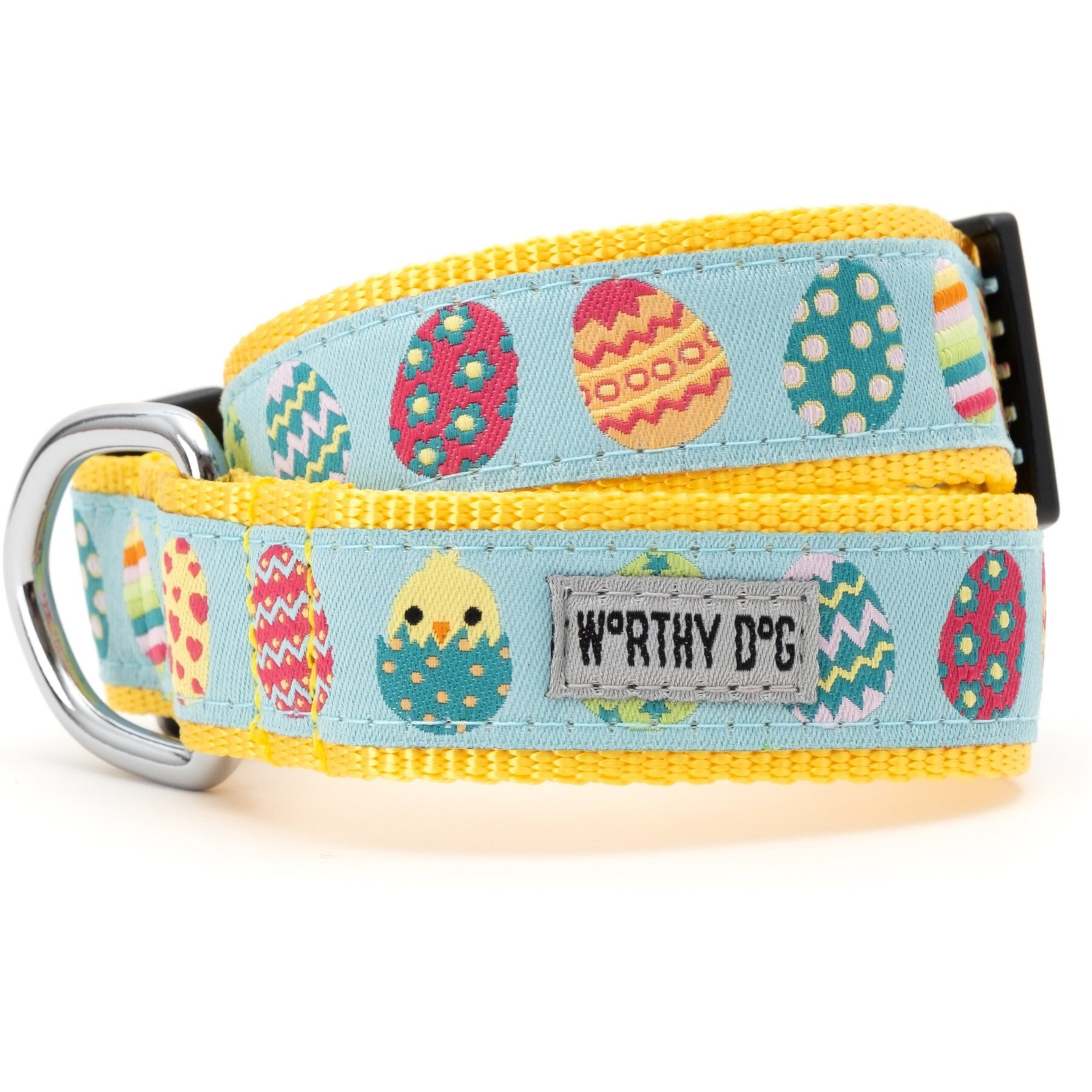 The Worthy Dog Easter Eggs Dog Collar, Blue, X-Small: 5 to 11-in neck, 1.2-in wide | Chewy